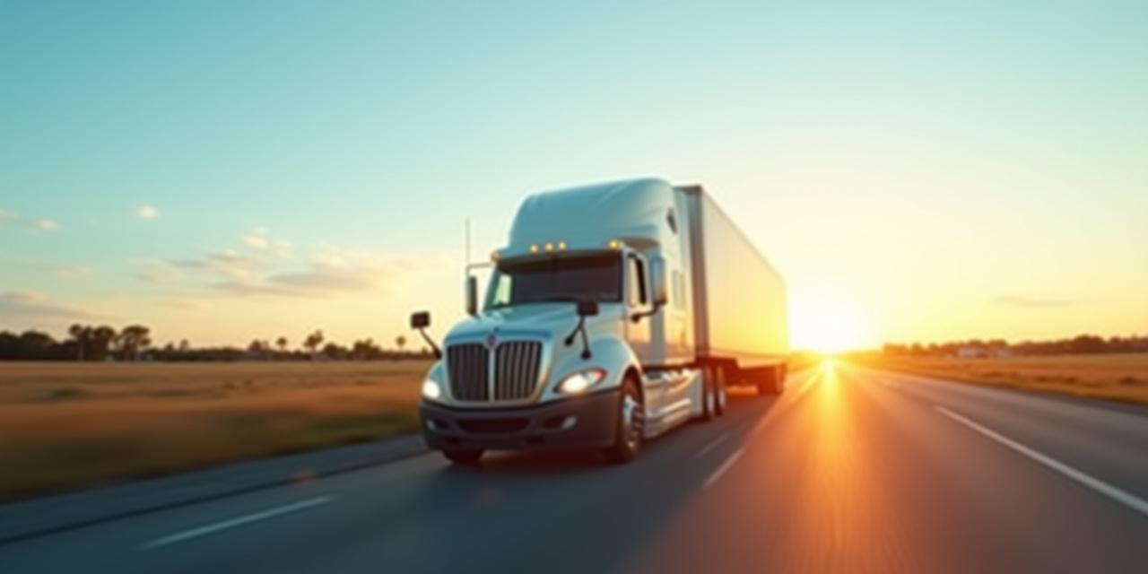 All Around Moving heavy freight truck on a Florida highway at sunrise